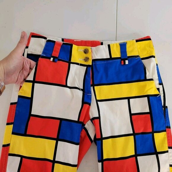 Loudmouth Capri Pants Womens Sz 2 Bold Multi Colorblock AOP Artsy Golf Golfing - Picture 5 of 11